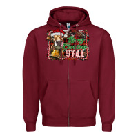 Burgundy merry christmas y'all Zipper Hoodie - RanaPortraitStore