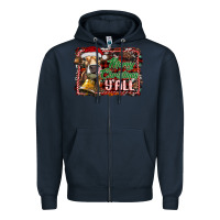 Navy merry christmas y'all Zipper Hoodie - RanaPortraitStore