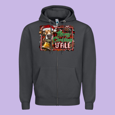 Merry Christmas Y'all Zipper Hoodie Designed By Ranaportraitstore