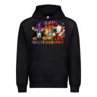 Black Happy Hallothanksmas goats Urban Hoodie - NancyCooperArtShop