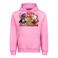 Fuchsia Pink Happy Hallothanksmas goats Urban Hoodie - NancyCooperArtShop
