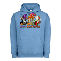 Pigment Pebble Blue Happy Hallothanksmas goats Urban Hoodie - NancyCooperArtShop