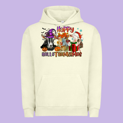Happy Hallothanksmas Goats Urban Hoodie Designed By Nancycooperartshop