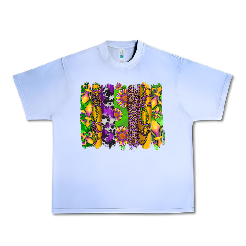 Mardi Gras Sunflower Fleur De Lis Leopard Cowhide Brushstrokes Urban Heavy Tee by Artiststas | Teevron