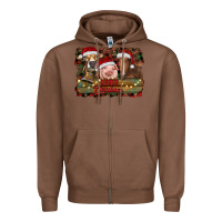 Chestnut merry christmas farm animals Zipper Hoodie - RanaPortraitStore