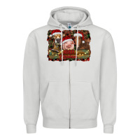 Dove Grey merry christmas farm animals Zipper Hoodie - RanaPortraitStore