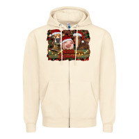 Sandshell merry christmas farm animals Zipper Hoodie - RanaPortraitStore