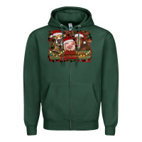 Sports Green merry christmas farm animals Zipper Hoodie - RanaPortraitStore