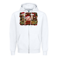 White merry christmas farm animals Zipper Hoodie - RanaPortraitStore