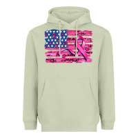 Matcha american flag and  cancer ribbon pattern Heavyweight Hoodie - AdoDesignShop
