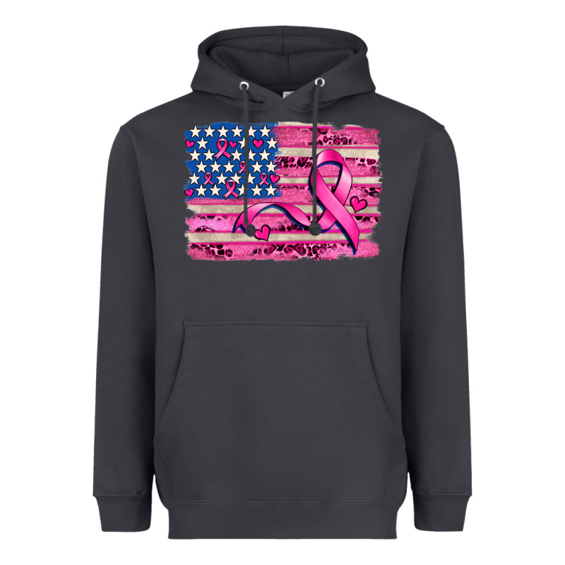American Flag And  Cancer Ribbon Pattern Heavyweight Hoodie by AdoDesignShop | Teevron