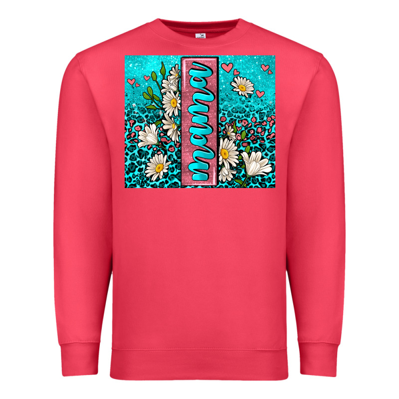 Turquoise Leopard Mama Premium Sweatshirt by AdoDesignShop | Teevron