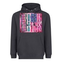 Warrior Breast Cancer And American Flag Heavyweight Hoodie | Teevron