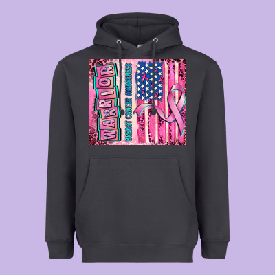 Warrior Breast Cancer And American Flag Heavyweight Hoodie Designed By Adodesignshop