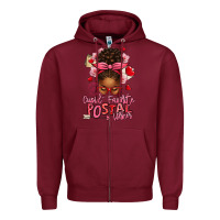 Burgundy cupid's favorite postal worker afro messy bun Zipper Hoodie - texasbilliewilder