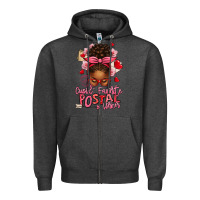 Charcoal Heather cupid's favorite postal worker afro messy bun Zipper Hoodie - texasbilliewilder