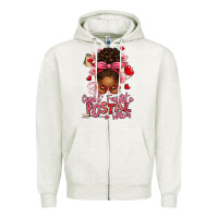 Oatmeal Heather cupid's favorite postal worker afro messy bun Zipper Hoodie - texasbilliewilder