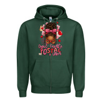 Sports Green cupid's favorite postal worker afro messy bun Zipper Hoodie - texasbilliewilder