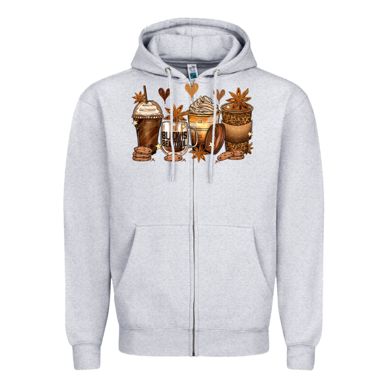 Melanin Afro Coffee Cups Zipper Hoodie by Zillion Design Studio | Teevron