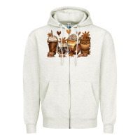 Oatmeal Heather melanin afro coffee cups Zipper Hoodie - Zillion Design Studio