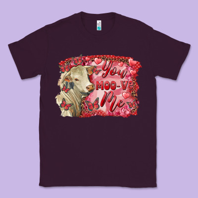 Valentine's Day You Moo Ve Me Charolais Cow Classic Tee Designed By Ranaportraitstore
