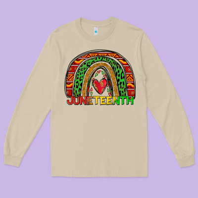 Juneteenth Rainbow Long Sleeve Tee Designed By Zillion Design Studio