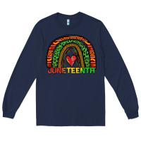 Navy juneteenth rainbow Long Sleeve Tee - Zillion Design Studio