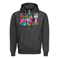 Charcoal Heather hair hustler coffee cups Zipper Hoodie - Zillion Design Studio