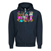 Navy hair hustler coffee cups Zipper Hoodie - Zillion Design Studio