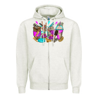 Oatmeal Heather hair hustler coffee cups Zipper Hoodie - Zillion Design Studio