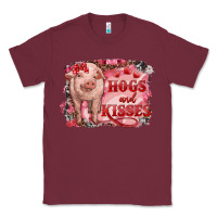 Burgundy valentine's day pig hogs and kisses Classic Tee - RanaPortraitStore