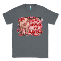 Charcoal Heather valentine's day pig hogs and kisses Classic Tee - RanaPortraitStore