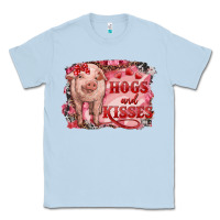 Dusty Blue valentine's day pig hogs and kisses Classic Tee - RanaPortraitStore