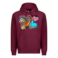 Burgundy western leopard  racing  hearts Premium Hoodie - AdoDesignShop