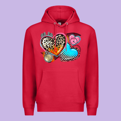 Western Leopard  Racing  Hearts Premium Hoodie Designed By Adodesignshop