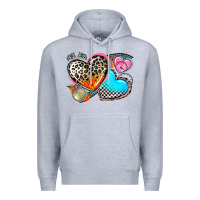 Heather Grey western leopard  racing  hearts Premium Hoodie - AdoDesignShop