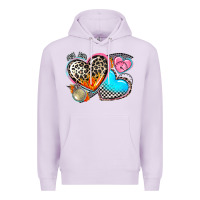 Lilac western leopard  racing  hearts Premium Hoodie - AdoDesignShop