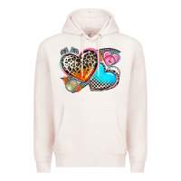 Pale Pink western leopard  racing  hearts Premium Hoodie - AdoDesignShop