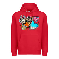 Red western leopard  racing  hearts Premium Hoodie - AdoDesignShop