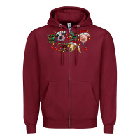 Burgundy hohoho farm animals Zipper Hoodie - RanaPortraitStore