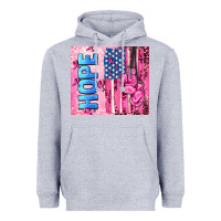 Heather Grey hope  breast cancer and american flag Heavyweight Hoodie - AdoDesignShop