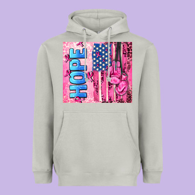 Hope  Breast Cancer And American Flag Heavyweight Hoodie Designed By Adodesignshop