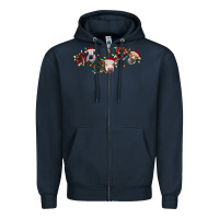Navy hohoho christmas cows Zipper Hoodie - RanaPortraitStore