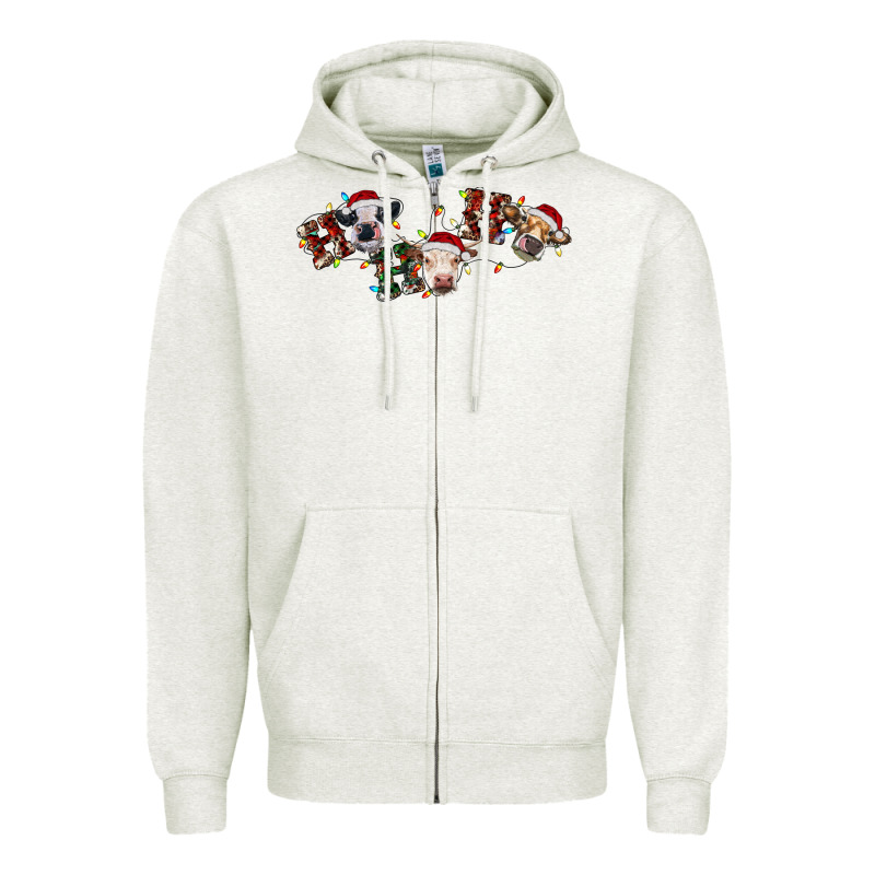 Hohoho Christmas Cows Zipper Hoodie by RanaPortraitStore | Teevron