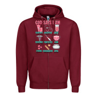 Burgundy god says i am Zipper Hoodie - texasbilliewilder