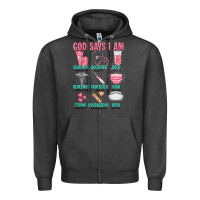 Charcoal Heather god says i am Zipper Hoodie - texasbilliewilder