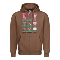 Chestnut god says i am Zipper Hoodie - texasbilliewilder