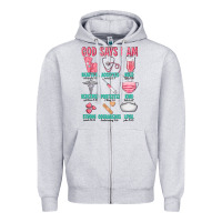 Heather Grey god says i am Zipper Hoodie - texasbilliewilder