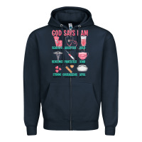 Navy god says i am Zipper Hoodie - texasbilliewilder