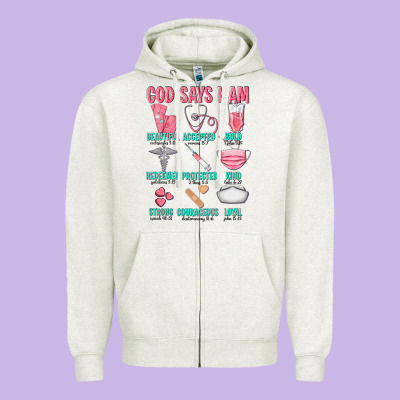 God Says I Am Zipper Hoodie Designed By Texasbilliewilder